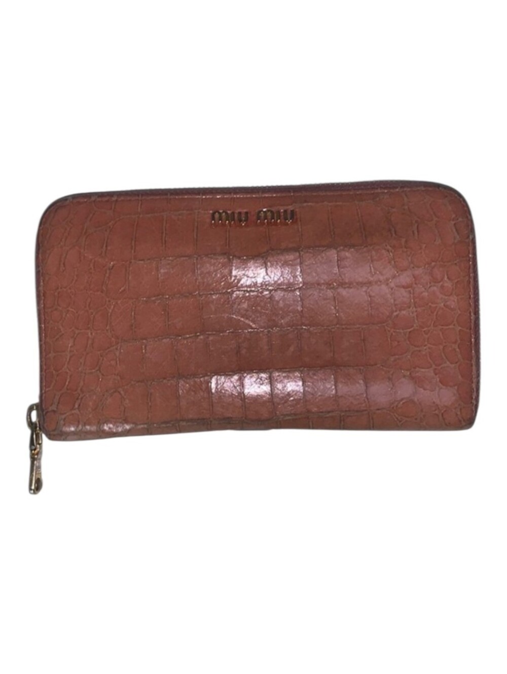 Miu Miu Brown Croc-Embossed Wallet